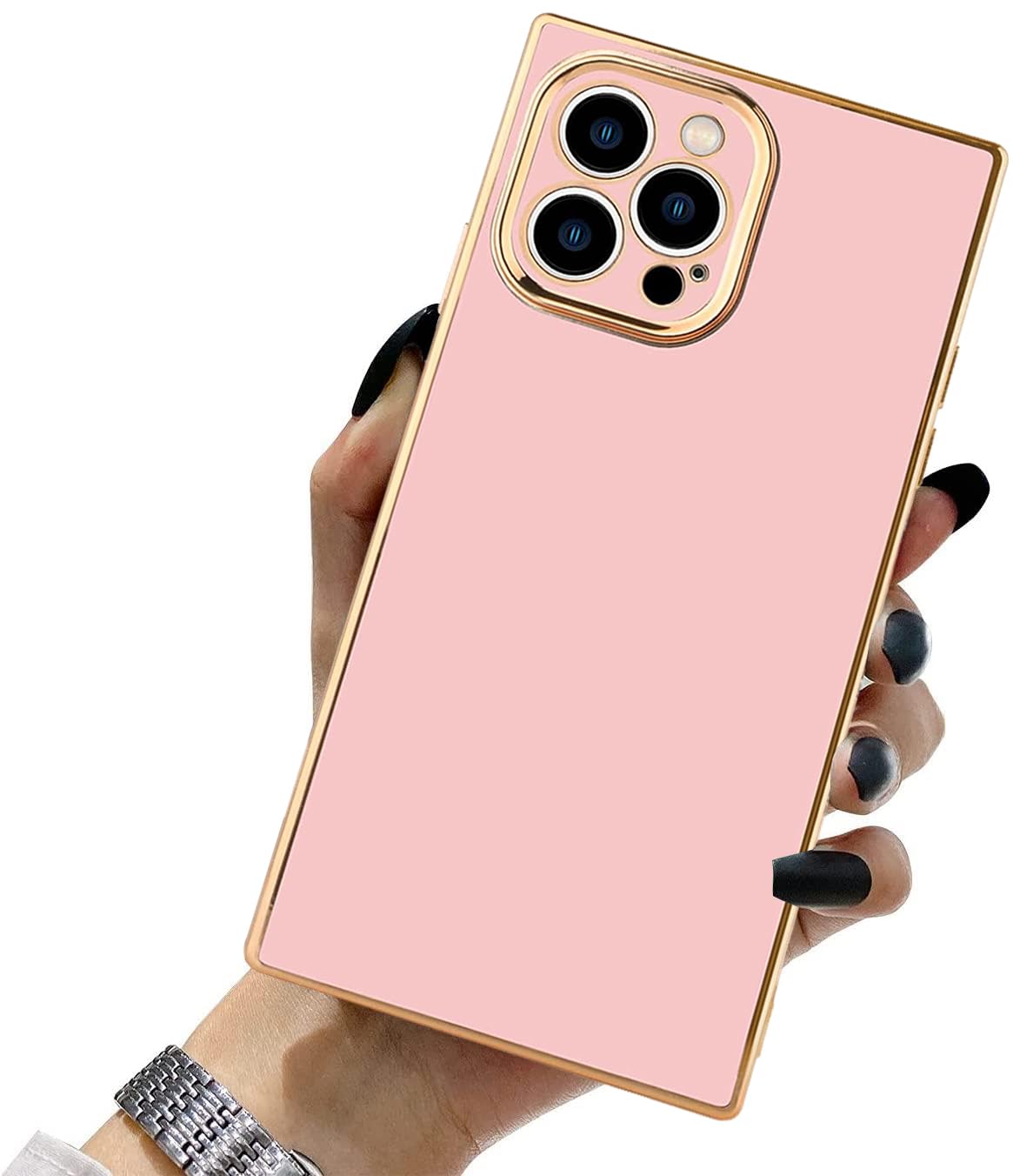 Amazon.com: Case for iPhone 13 Pro Case Gold Border Pink Soft TPU